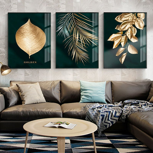 Abstract Golden Plant Leaves Wall Posters - Centennial
