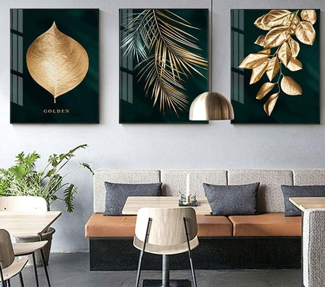Abstract Golden Plant Leaves Wall Posters - Centennial