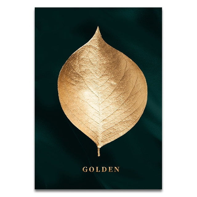 Abstract Golden Plant Leaves Wall Posters - Centennial