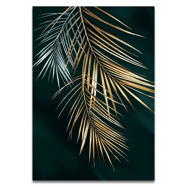 Abstract Golden Plant Leaves Wall Posters - Centennial