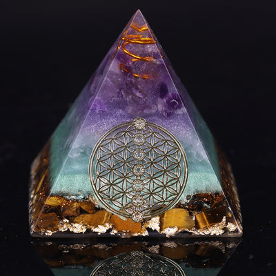 Healing Crystal Gold Wire Orgone Pyramid - Centennial 