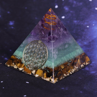 Healing Crystal Gold Wire Orgone Pyramid - Centennial 