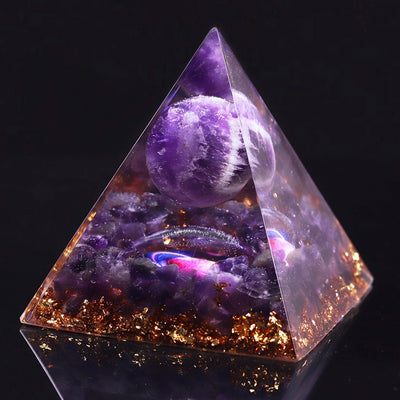 Natural Amethyst Sphere Orgone Pyramid Orgonite Energy - Centennial 