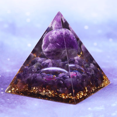 Natural Amethyst Sphere Orgone Pyramid Orgonite Energy - Centennial 