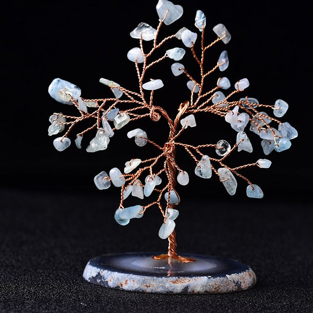 Aquamarine Crystal Tree on Agate Slice - Centennial 